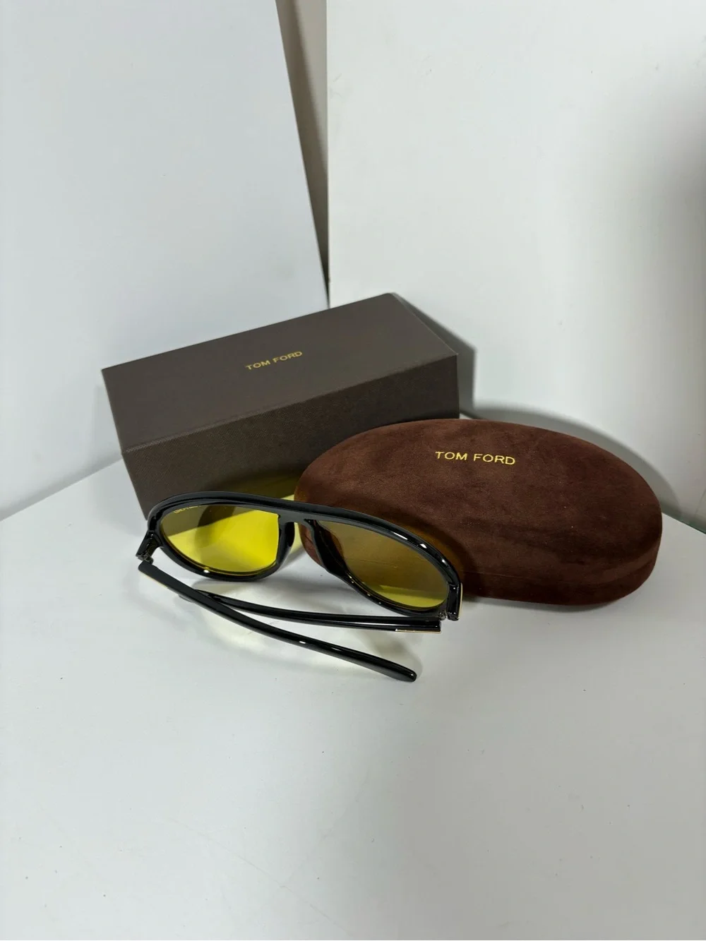 Tom Ford Black Sunglasses with Yellow Lenses
